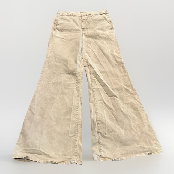 Mother Womens Tan Beige Killing Time The Roller Prep Flare Bottom Pants Size 29 - Picture 1 of 12